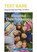 Test Bank for Abnormal Child Psychology&comma; 7th Edition by Eric J&period; Mash &lpar;ISBN 978-1337624268&rpar;&period; Complete Test Bank &vert;All Chapters Covered 1&ndash;14 &lpar;Latest Update&rpar;