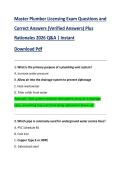 Master Plumber Licensing Exam Questions and  Correct Answers &lpar;Verified Answers&rpar; Plus  Rationales 2026 Q&A &vert; Instant  Download Pdf