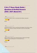 C&period;A&period;L&period;T Exam Study Guide &vert; Questions & Verified Answers &vert;2026 &vert; 2027 &lpar;Rated A&plus;&rpar;    