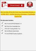 NSC First Aid&comma; CPR & AED Check Your Knowledge &lpar;Modules 1&ndash;4&rpar; 2026&ndash;2027 &ndash; Verified Questions & Answers &vert; Certification Practice Test & Study Guide &lpar;A&plus; Prep Material&rpar;