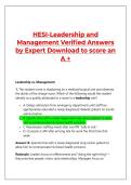 HESI-Leadership and Management Verified Answers by Expert Download to score an A &plus;