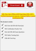 NSC First Aid&comma; CPR & AED Final Quiz 2026&ndash;2027 &ndash; Verified Questions & Answers &vert; National Safety Council Certification Prep&comma; Study Guide & Practice Test &lpar;A&plus; Revision Material&rpar;