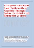 ATI Capstone Mental Health  Exam 1 Test Bank 2026 by  Assessment Technologies  Institute &vert; Verified Q&A with  Rationales for A&plus; Success