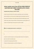 Gutter Installer License Exam ACTUAL EXAM COMPLETE QUESTIONS AND CORRECT ANSWERS LATEST UPDATE THIS YEAR