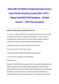 Galen NUR 242 Medical Surgical Nursing II Exam 2 Actual Review Questions &lpar;Latest 2026 &sol; 2027&rpar; &ndash; Aligned with NCLEX-RN Standards &ndash; Verified Answers &ndash; 100&percnt; Pass Guarantee