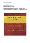 Communication systems&colon; An Introduction to Signals and Noise in  Electrical Communication 5th Edition by A&period; Bruce Carlson & Paul B&period; Crilly Solution Manual &vert;All Chapters Verified&vert; Guide A&plus;