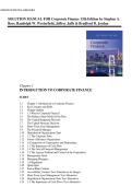 Corporate Finance 13th Edition by Stephen A&period; Ross Solution Manual &vert;ISBN&colon; 9781260772388&vert; Guide A&plus;