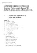 Business Mathematics In Canada by F&period; Ernest Jerome Solution Manual &vert;ISBN&colon; 9781260065992&vert; Guide A&plus;