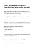 Dental Hygiene Florida Laws and Rules Exam Questions and Answers