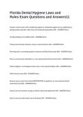 Florida Dental Hygiene Laws and Rules Exam Questions and Answers