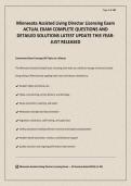 Minnesota Assisted Living Director Licensing Exam ACTUAL EXAM COMPLETE QUESTIONS AND DETAILED SOLUTIONS LATEST UPDATE THIS YEAR-JUST RELEASED
