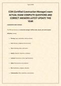 CCM &lpar;Certified Construction Manager&rpar; exam ACTUAL EXAM COMPLETE QUESTIONS AND CORRECT ANSWERS LATEST UPDATE THIS YEAR