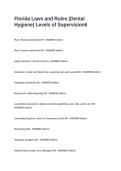 Florida Laws and Rules &lpar;Dental Hygiene&rpar; Levels of Supervision Exam Questions & Answers