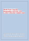 NR 601 Week 1 Note PFT  Interpretation&period; GENUINE AND  LATEST UPDATED VERSION 2023