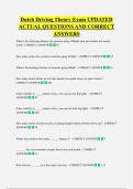 Dutch Driving Theory Exam UPDATED  ACTUAL QUESTIONS AND CORRECT  ANSWERS