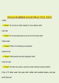 Texas Barber State Exam Practice Test & Study Guide &lpar;2025&sol;2026&rpar; &vert; TDLR Rules & Regulations &vert; Questions & Verified Answers &vert; Grade A&plus; Prep