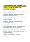 APPLIED PATHOPHYSIOLOGY FINAL PAPER 2026 QUESTIONS AND SOLUTIONS EXAMPREP GRADED A&plus;