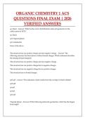 ORGANIC CHEMISTRY 1 ACS  QUESTIONS FINAL EXAM &vert; 2026   VERIFIED ANSWERS