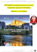 Test bank for auditing assurance services a systematic approach 12th edition by william messier jr steven glover douglas &period;&period;&period;