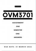 OVM3701 Assignment 1 Answers - Semester 1 &comma; 2026 &vert; Due Date 28 March 2026