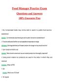 Food Manager Practice Exam 2026 &vert; Complete Questions and Guide Answers&comma; 100&percnt; Verified Graded A&plus;