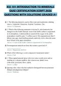 ESS 101 INTRODUCTION TO MINERALS QUIZ CERTIFICATION SCRIPT 2026 QUESTIONS WITH SOLUTIONS GRADED A&plus;