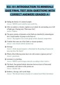 ESS 101 INTRODUCTION TO MINERALS QUIZ FINAL TEST 2026 QUESTIONS WITH CORRECT ANSWERS GRADED A&plus;