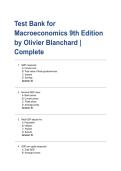 Test Bank for Macroeconomics 9th Edition by Olivier Blanchard &lowbar; Complete&period;pdf