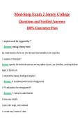 Med-Surg Exam 2 2026 &vert; Jersey College RN Medical-Surgical Nursing  &vert; Complete Questions and Guide Answers&comma; 100&percnt; Verified Graded A&plus;
