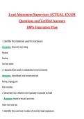 Lead Abatement Supervisor Exam 2026 &vert; Complete Questions and Guide Answers&comma; 100&percnt; Verified Graded A&plus;