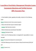Learn2Serve Food Safety Management Principles Lesson Assessments 2026 &vert; Complete Questions and Guide Answers&comma; 100&percnt; Verified Graded A&plus;