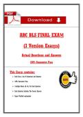 ARC BLS FINAL EXAṂ  &lpar;3 Version Exaṃs&rpar;  Actual Questions and Answers   100&percnt; Guarantee Pass   