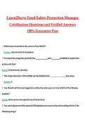 Learn2Serve Food Safety Protection Manager Certification 2026 &vert; Complete Questions and Guide Answers&comma; 100&percnt; Verified Graded A&plus;