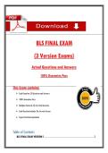 BLS FINAL EXAM  &lpar;3 Version Exams&rpar;  Actual Questions and Answers   100&percnt; Guarantee Pass 