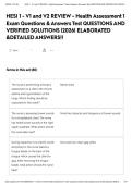 HESI 1 - V1 and V2 REVIEW - Health Assessment 1 Exam Questions & Answers Test QUESTIONS AND VERIFIED SOLUTIONS &vert;2026&vert; ELABORATED &DETAILED ANSWERS&excl;&excl;