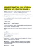 ASAM CRITERIA ACTUAL EXAM SCRIPT 2026 QUESTIONS WITH SOLUTIONS GRADED A&plus;