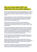 BSN 246 ACTUAL EXAM SCRIPT 2026 QUESTIONS WITH SOLUTIONS GRADED A&plus;