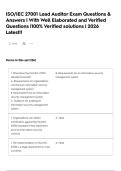 ISO&sol;IEC 27001 Lead Auditor   Exam Questions & Answers &vert; With Well Elaborated and Verified Questions &vert;100&percnt; Verified solutions &vert; 2026 Latest&excl;&excl;