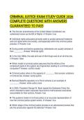 CRIMINAL JUSTICE EXAM STUDY GUIDE 2026 COMPLETE QUESTIONS WITH ANSWERS GUARANTEED TO PASS