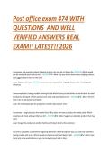 Post office exam 474 WITH QUESTIONS AND WELL VERIFIED ANSWERS REAL EXAM&excl;&excl; LATEST&excl;&excl; 2026