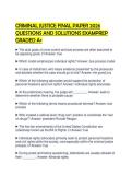 CRIMINAL JUSTICE FINAL PAPER 2026 QUESTIONS AND SOLUTIONS EXAMPREP GRADED A&plus;