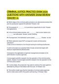 CRIMINAL JUSTICE PRACTICE EXAM 2026 QUESTIONS WITH ANSWERS EXAM REVIEW GRADED A&plus;