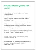 Plumbing Safety Exam Questions With Answers