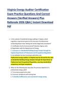Virginia Energy Auditor Certification  Exam Practice Questions And Correct  Answers &lpar;Verified Answers&rpar; Plus  Rationale 2026 Q&A&vert; Instant Download  Pdf 