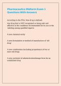 Pharmaceutics Midterm Exam 1 Questions With Answers&period;