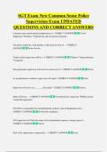 SGT Exam New Common Sense Police  Supervision Exam UPDATED  QUESTIONS AND CORRECT ANSWERS