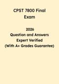 CPST 7800 Final Exam Study Guide 2026 &vert; Practice Questions & Answers PDF