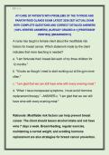 ATI CARE OF PATIENTS WITH PROBLEMS OF THE THYROID AND  PARATHYROID GLANDS EXAM LATEST 2026-2027 ACTUAL EXAM  WITH COMPLETE QUESTIONS AND CORRECT DETAILED ANSWERS  &lpar;100&percnt; VERIFIED ANSWERS&rpar; &vert;ALREADY GRADED A&plus;&vert; &vert;&vert;PROFESSOR  VERIFIED&vert;&vert; &vert;&vert;BRANDNEW&excl;&excl;&excl;&vert;&vert; 