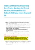 Virginia Fundamentals of Engineering  Exam Practice Questions And Correct  Answers &lpar;Verified Answers&rpar; Plus  Rationale 2026 Q&A&vert; Instant Download  Pdf  