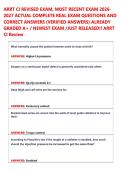 ARRT CI REVISED EXAM&comma; MOST RECENT EXAM 2026 2027 ACTUAL COMPLETE REAL EXAM QUESTIONS AND  CORRECT ANSWERS &lpar;VERIFIED ANSWERS&rpar; ALREADY  GRADED A&plus; &sol; NEWEST EXAM &sol;JUST RELEASED&excl;&excl; ARRT  CI Review 